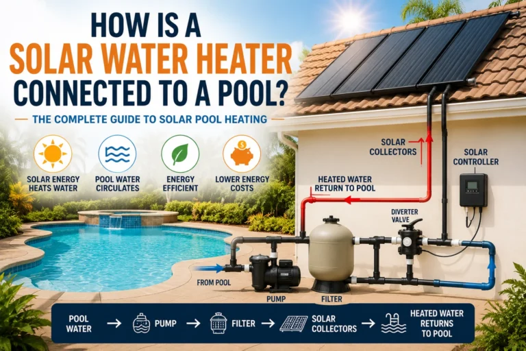 Solar pool heating system connected to a swimming pool